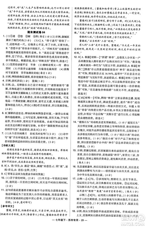 河海大学出版社2024年春经纶学典学霸组合训练七年级语文下册苏州专版答案 河海大学出版社2024年春经纶学典学霸组合训练七年级语文下册苏州专版答案