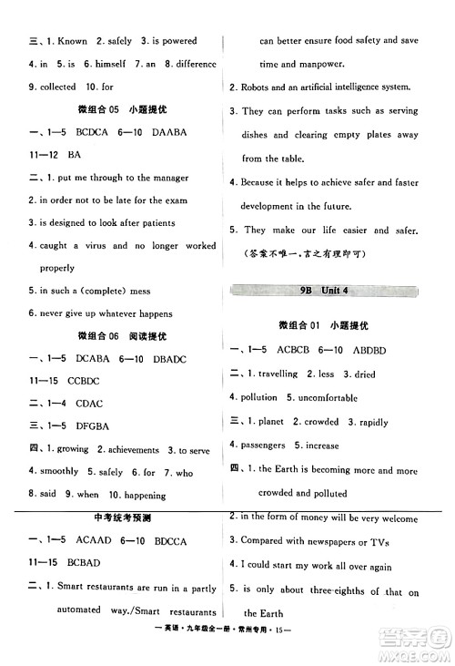 河海大学出版社2024年春经纶学典学霸组合训练九年级英语下册常州专版答案