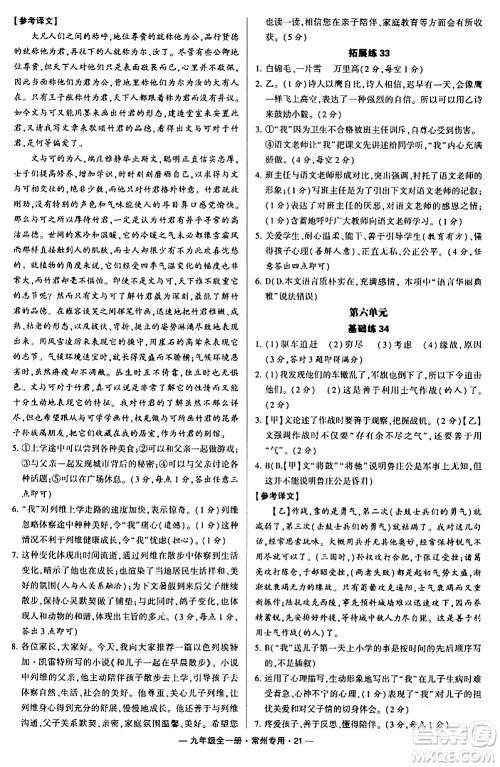 河海大学出版社2024年春经纶学典学霸组合训练九年级语文下册常州专版答案