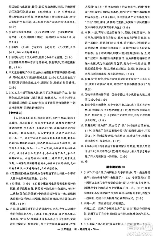 河海大学出版社2024年春经纶学典学霸组合训练九年级语文下册常州专版答案