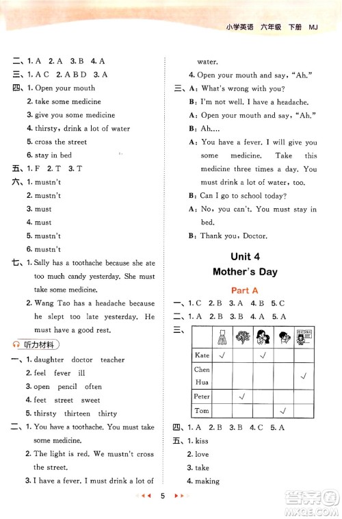 首都师范大学出版社2024年春53天天练六年级英语下册闽教版答案 首都师范大学出版社2024年春53天天练六年级英语下册闽教版答案