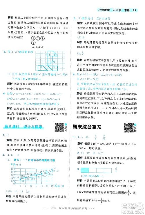 教育科学出版社2024年春53天天练五年级数学下册人教版答案