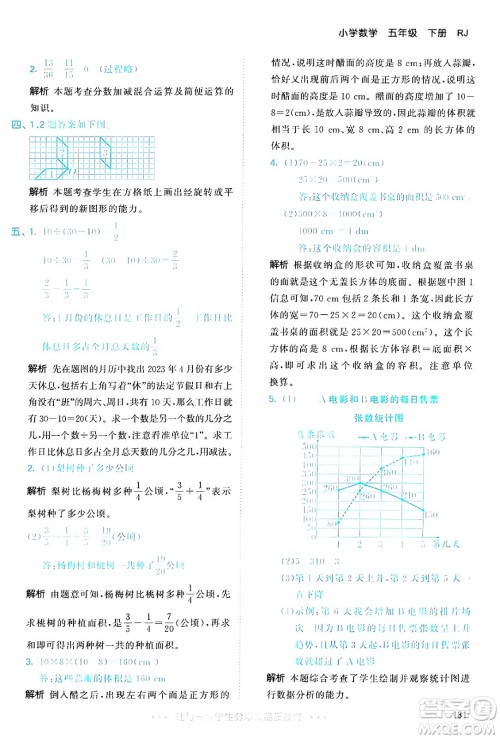 教育科学出版社2024年春53天天练五年级数学下册人教版答案 教育科学出版社2024年春53天天练五年级数学下册人教版答案