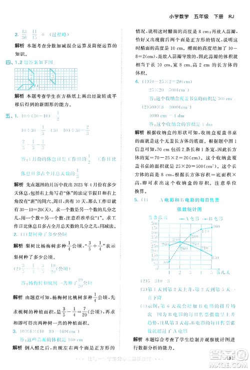 教育科学出版社2024年春53天天练五年级数学下册人教版答案