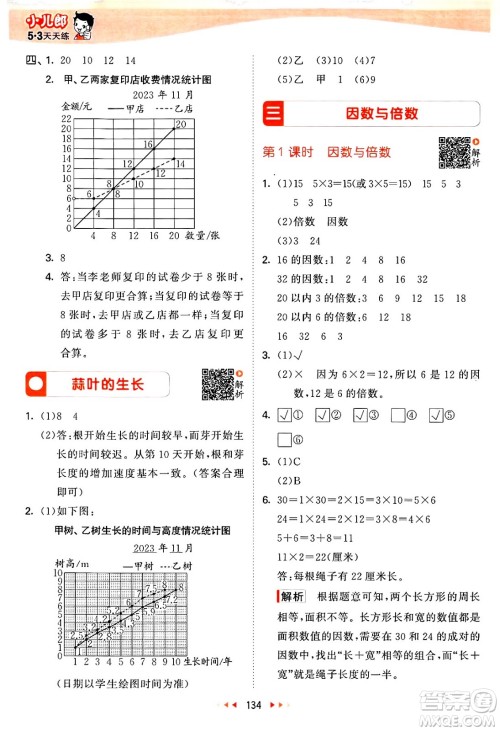 教育科学出版社2024年春53天天练五年级数学下册苏教版答案 教育科学出版社2024年春53天天练五年级数学下册苏教版答案