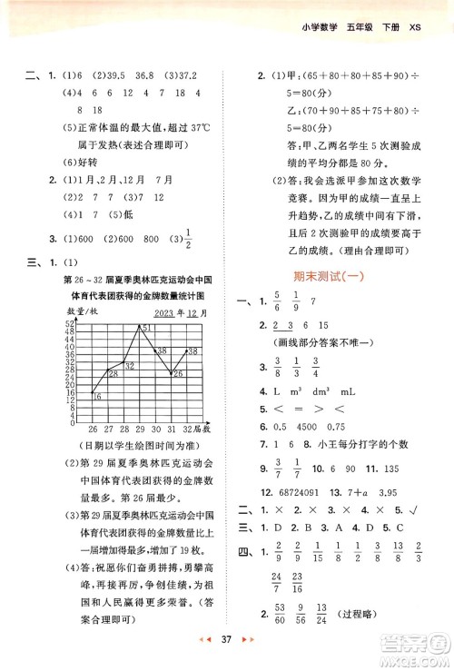 地质出版社2024年春53天天练五年级数学下册西师版答案