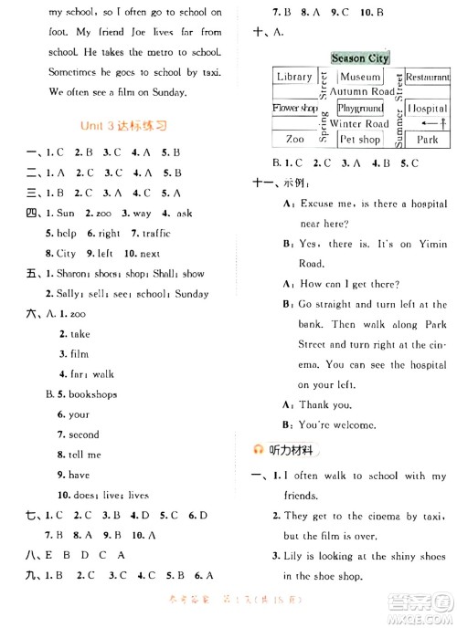 教育科学出版社2024年春53天天练五年级英语下册译林版答案 教育科学出版社2024年春53天天练五年级英语下册译林版答案
