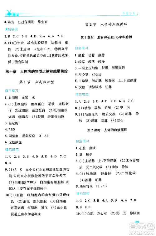 陕西师范大学出版总社有限公司2024年春绩优学案七年级生物下册苏教版答案 陕西师范大学出版总社有限公司2024年春绩优学案七年级生物下册苏教版答案