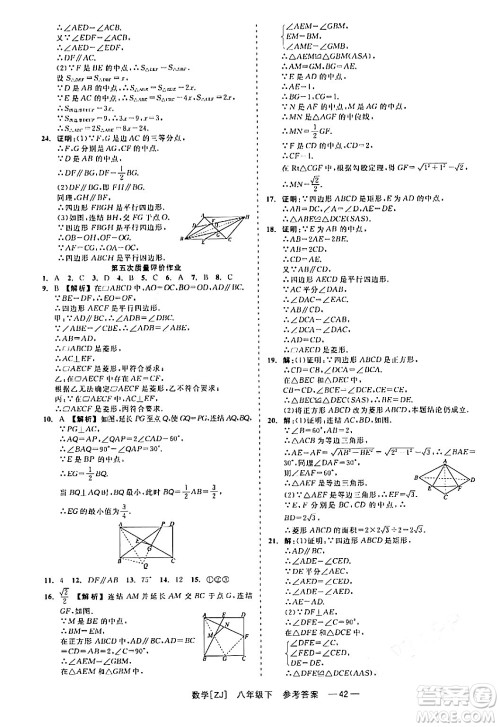 浙江工商大学出版社2024年春精彩练习就练这一本八年级数学下册浙教版答案