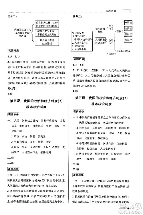 浙江人民出版社2024年春课时特训八年级道德与法治下册通用版答案