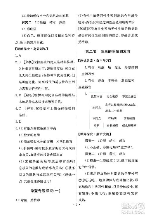 人民教育出版社2024年春能力培养与测试八年级生物下册人教版新疆专版答案 人民教育出版社2024年春能力培养与测试八年级生物下册人教版新疆专版答案