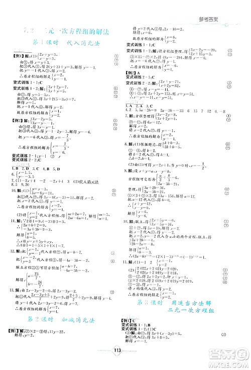 湖南教育出版社2024年春学法大视野七年级数学下册华东师大版答案