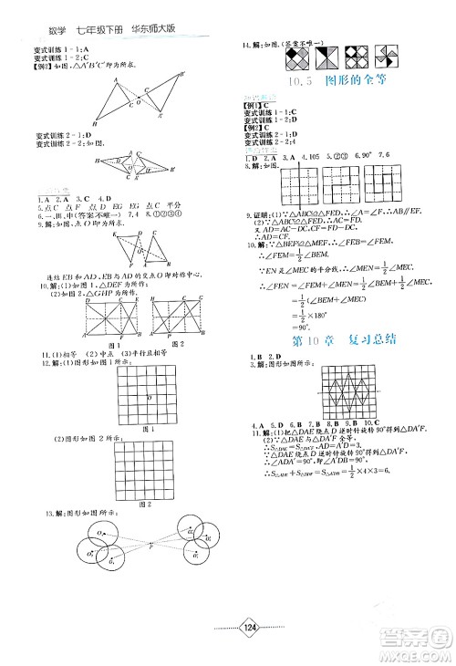 湖南教育出版社2024年春学法大视野七年级数学下册华东师大版答案