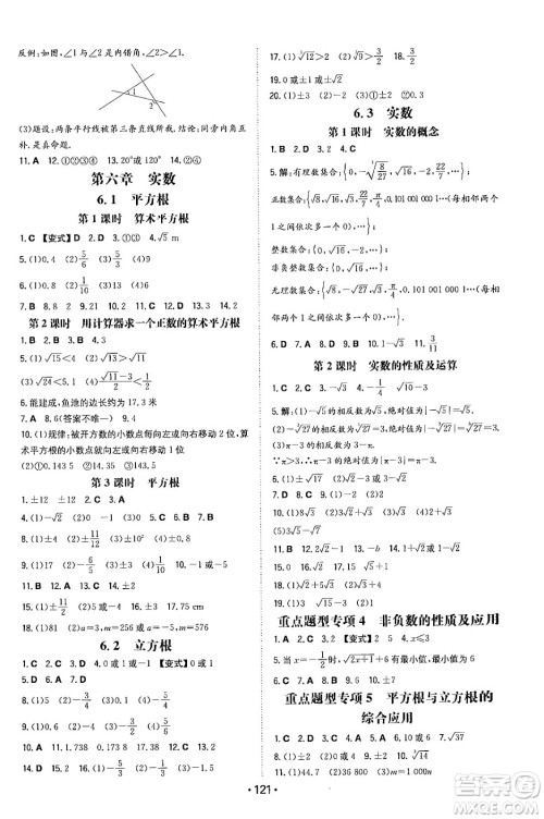 湖南教育出版社2024年春一本同步训练七年级数学下册人教版答案