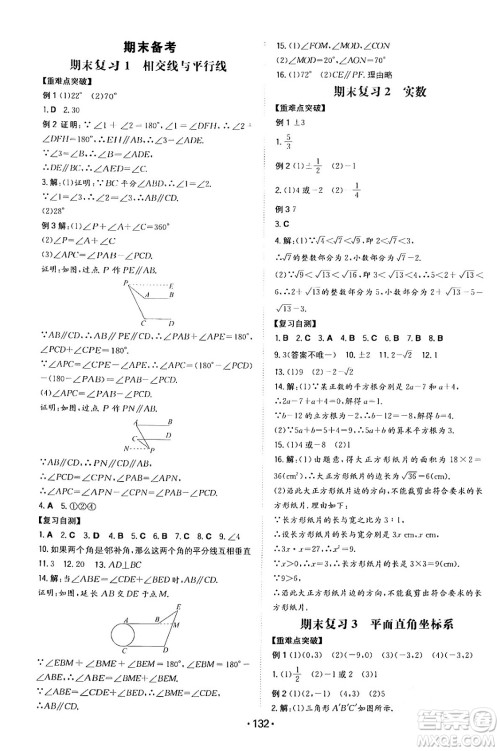 湖南教育出版社2024年春一本同步训练七年级数学下册人教版答案