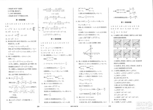 山东科学技术出版社2024年春同步练习册配套单元检测卷八年级数学下册通用版参考答案