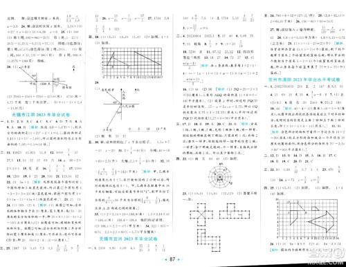 北京教育出版社2024年春同步跟踪全程检测六年级数学下册江苏版答案