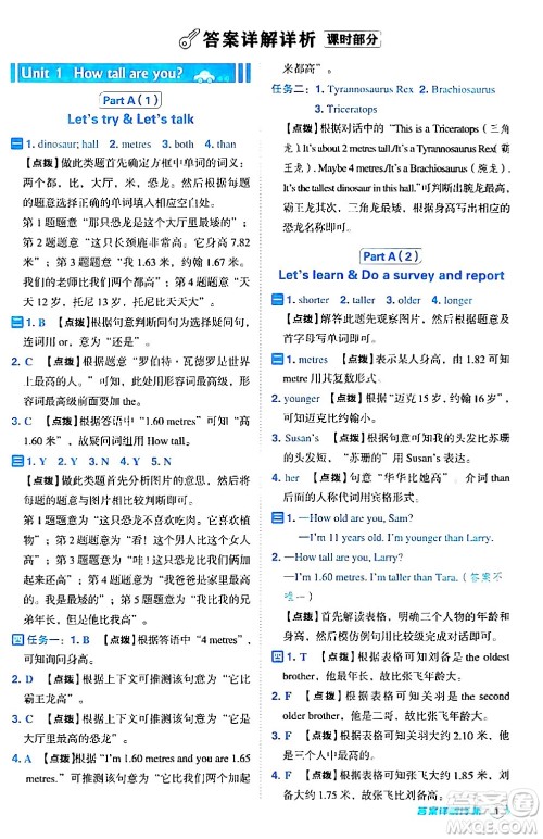 吉林教育出版社2024年春综合应用创新题典中点六年级英语下册人教PEP版答案