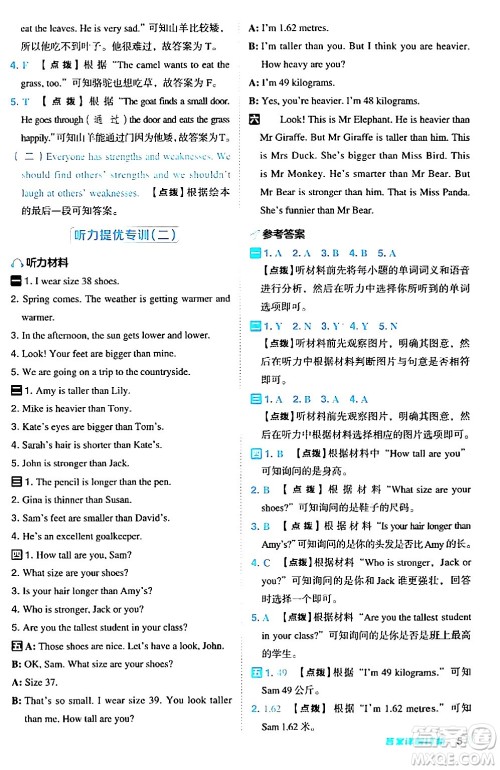 吉林教育出版社2024年春综合应用创新题典中点六年级英语下册人教PEP版答案