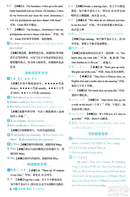 吉林教育出版社2024年春综合应用创新题典中点五年级英语下册人教PEP版浙江专版答案 吉林教育出版社2024年春综合应用创新题典中点五年级英语下册人教PEP版浙江专版答案