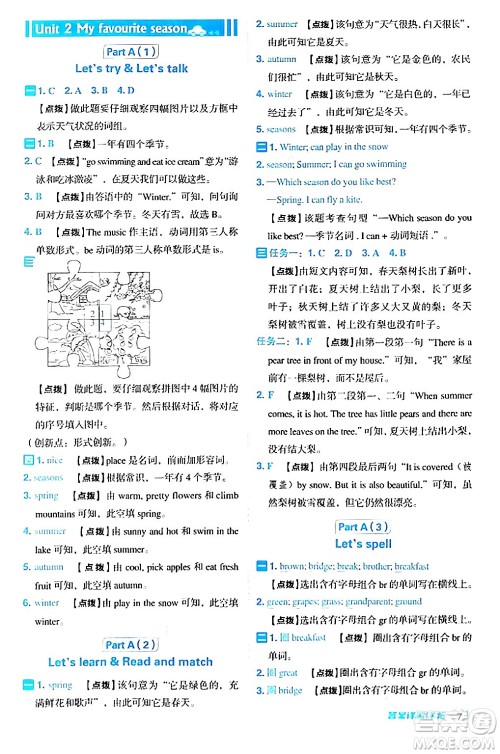 吉林教育出版社2024年春综合应用创新题典中点五年级英语下册人教PEP版浙江专版答案 吉林教育出版社2024年春综合应用创新题典中点五年级英语下册人教PEP版浙江专版答案