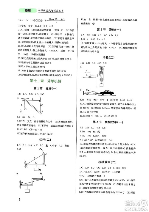 四川教育出版社2024年春新课程实践与探究丛书八年级物理下册人教版答案