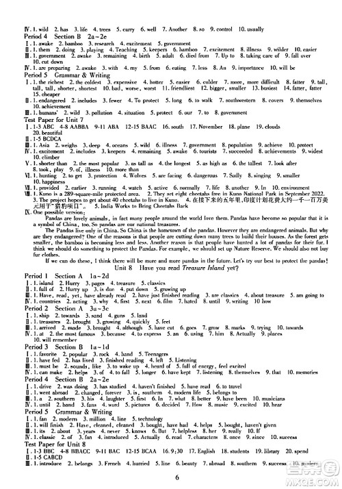 明天出版社2024年春智慧学习导学练八年级英语下册通用版答案
