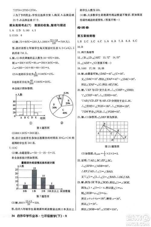 龙门书局2024年春启东中学作业本七年级数学下册人教版答案