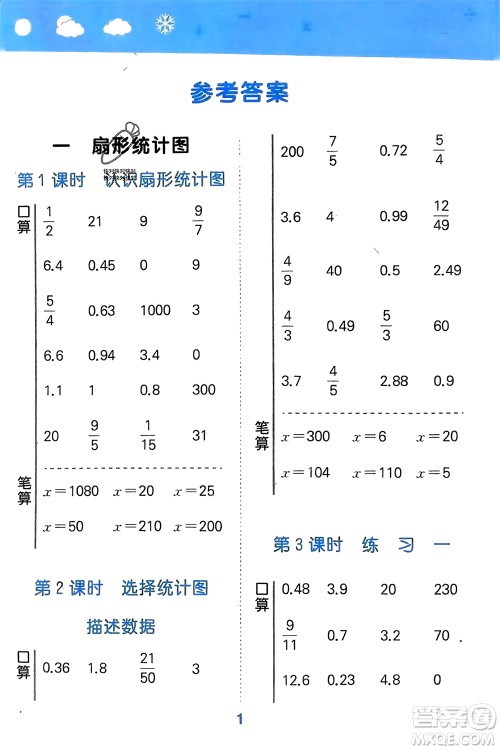 地质出版社2024年春小学口算大通关六年级数学下册苏教版参考答案 地质出版社2024年春小学口算大通关六年级数学下册苏教版参考答案