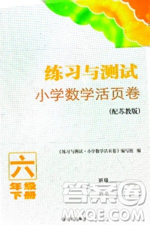 译林出版社2024年春练习与测试小学数学活页卷六年级下册苏教版参考答案