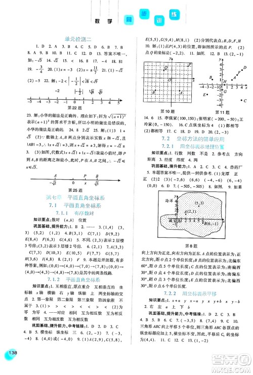 河北人民出版社2024年春同步训练七年级数学下册人教版答案