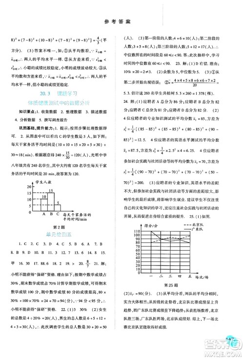 河北人民出版社2024年春同步训练八年级数学下册人教版答案