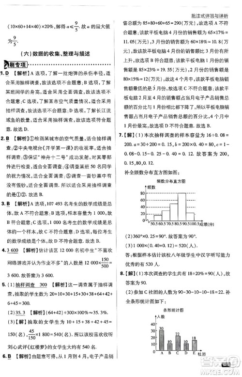 开明出版社2024年春初中必刷题七年级数学下册人教版答案