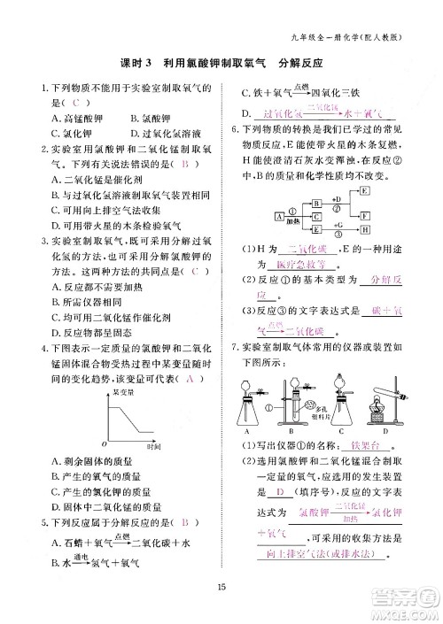 江西教育出版社2024年春化学作业本九年级化学下册人教PEP版答案