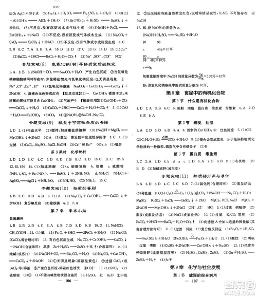 四川大学出版社2024年春课堂点睛九年级化学下册沪教版参考答案 四川大学出版社2024年春课堂点睛九年级化学下册沪教版参考答案