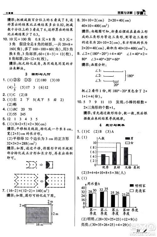 甘肃少年儿童出版社2024年春5星学霸四年级数学下册人教版答案