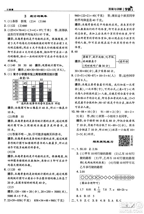 甘肃少年儿童出版社2024年春5星学霸四年级数学下册北师大版答案 甘肃少年儿童出版社2024年春5星学霸四年级数学下册北师大版答案