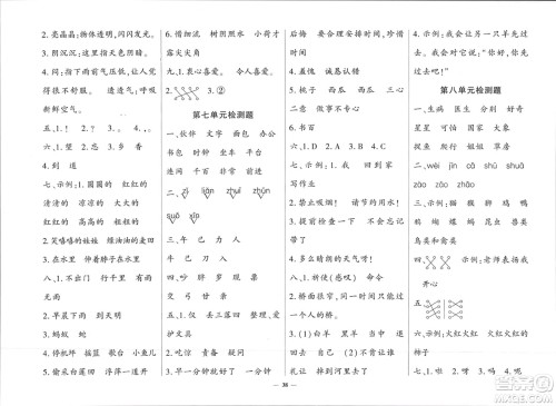 济南出版社2024年春黄冈360度定制密卷一年级语文下册人教版广西专版参考答案 济南出版社2024年春黄冈360度定制密卷一年级语文下册人教版广西专版参考答案
