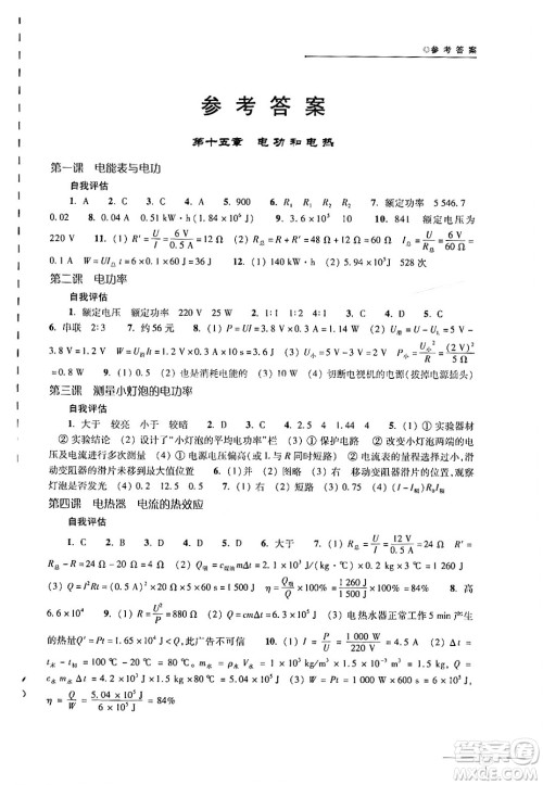 译林出版社2024年初中物理课课练九年级物理下册苏科版答案