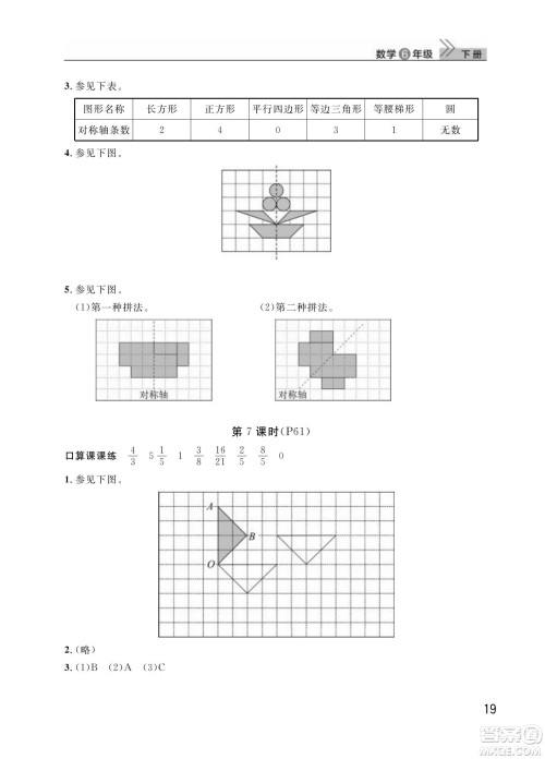 武汉出版社2024年春智慧学习天天向上课堂作业六年级数学下册人教版答案