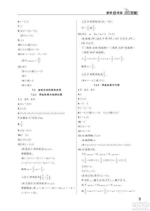 武汉出版社2024年春智慧学习天天向上课堂作业七年级数学下册人教版答案