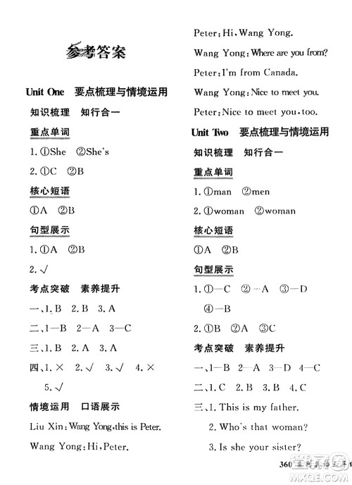 济南出版社2024年春黄冈360度定制密卷三年级英语下册人教版参考答案 济南出版社2024年春黄冈360度定制密卷三年级英语下册人教版参考答案