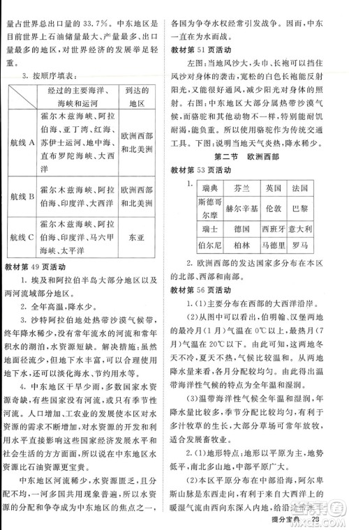 中华地图学社2024年春名校课堂内外七年级地理下册人教版参考答案 中华地图学社2024年春名校课堂内外七年级地理下册人教版参考答案