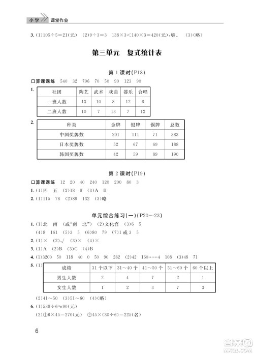 武汉出版社2024年春智慧学习天天向上课堂作业三年级语文下册人教版答案