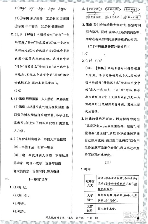江西人民出版社2024年春王朝霞考点梳理时习卷六年级语文下册人教版答案 江西人民出版社2024年春王朝霞考点梳理时习卷六年级语文下册人教版答案