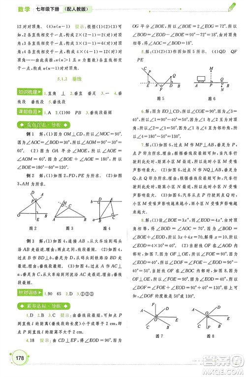 广西师范大学出版社2024年春新课程学习与测评同步学习七年级数学下册人教版参考答案