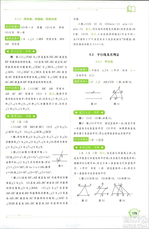 广西师范大学出版社2024年春新课程学习与测评同步学习七年级数学下册人教版参考答案