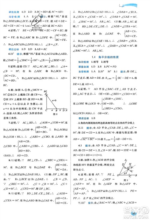 广西师范大学出版社2024年春新课程学习与测评同步学习八年级数学下册湘教版参考答案