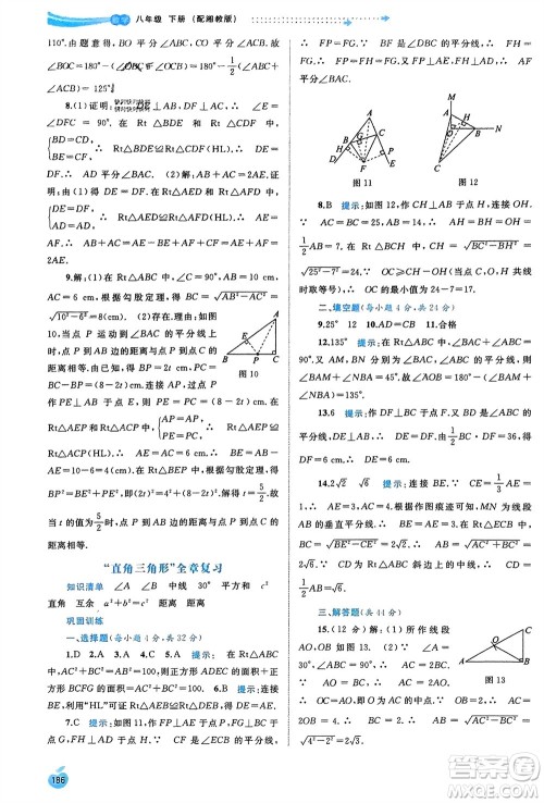 广西师范大学出版社2024年春新课程学习与测评同步学习八年级数学下册湘教版参考答案