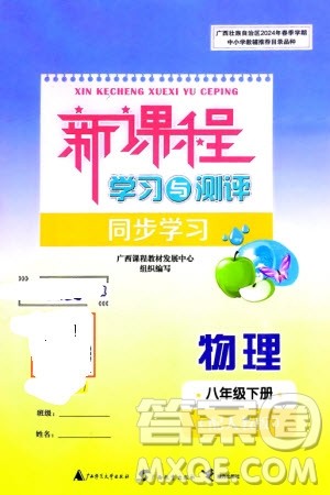 广西师范大学出版社2024年春新课程学习与测评同步学习八年级物理下册人教版参考答案